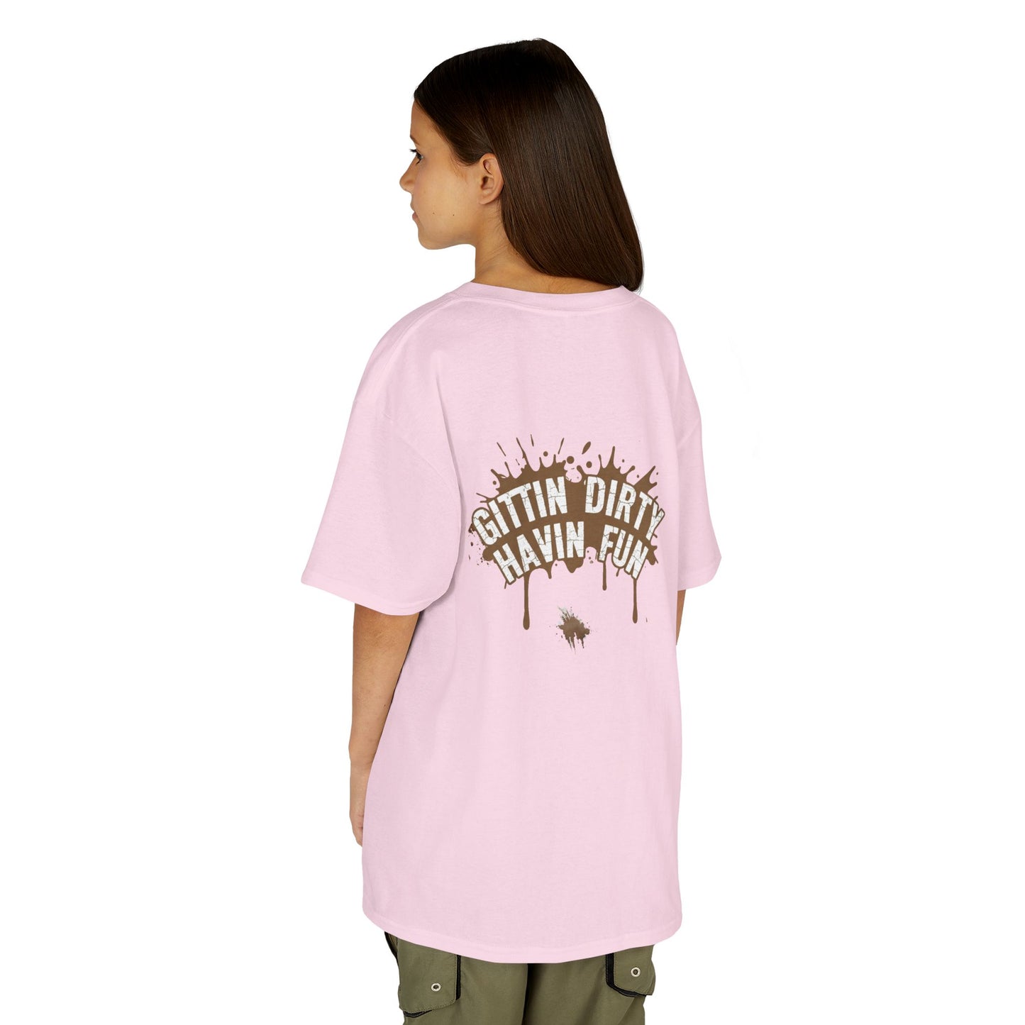 Kids Tee — 'Gittin' Dirty, Havin' Fun' Mud Splash Graphic