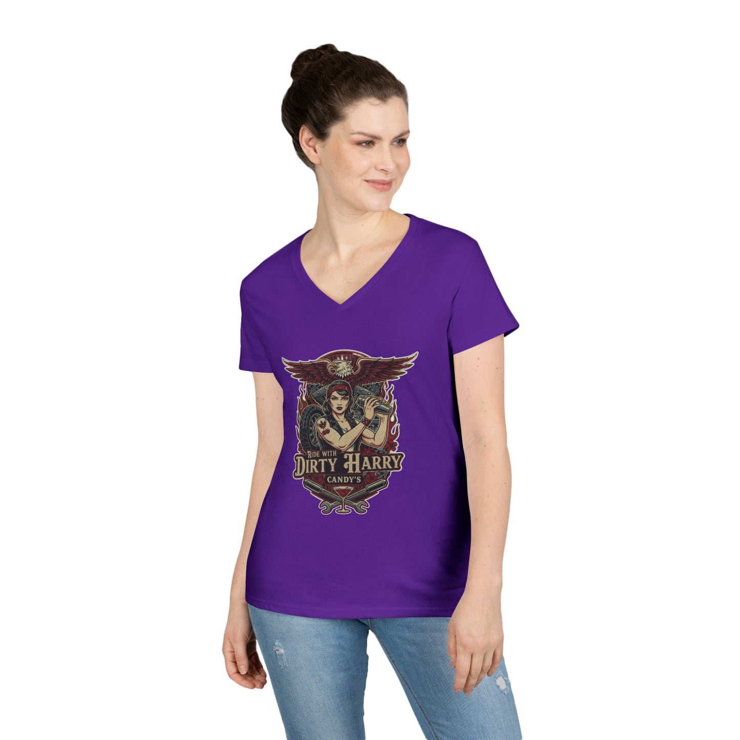 Candy V-Cut T-Shirt - Premium Women’s Slim Fit Jersey