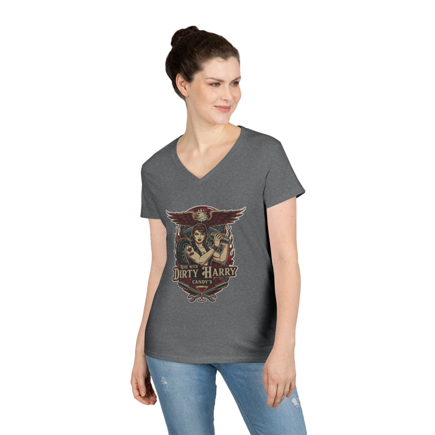 Candy V-Cut T-Shirt - Premium Women’s Slim Fit Jersey
