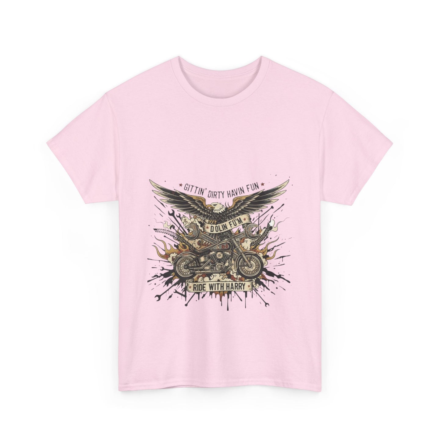 Ride With Dirty Harry Motorcycle Tee — Vintage Chopper Biker Graphic