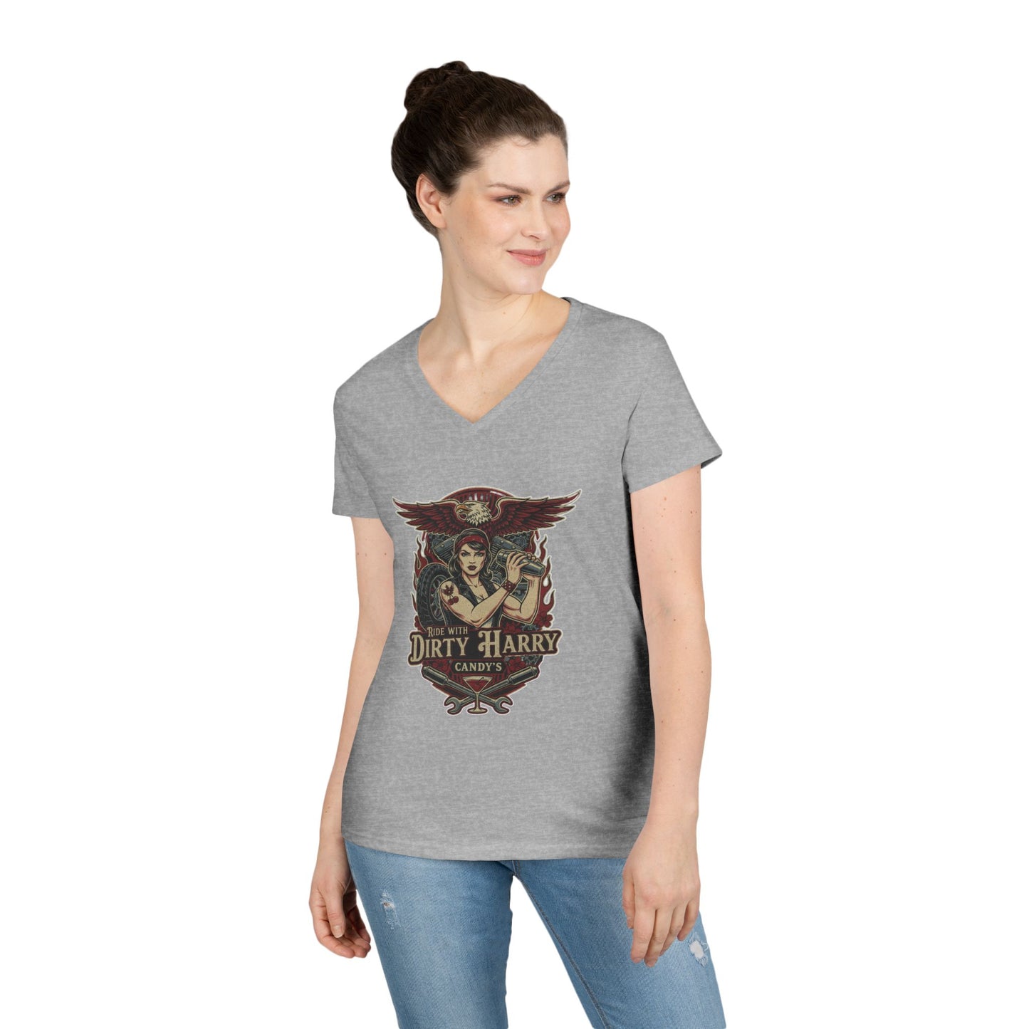 Candy V-Cut T-Shirt - Premium Women’s Slim Fit Jersey