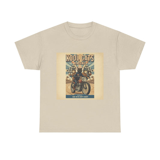 Kool Cats Motorcycle Vintage Graphic Tee — Retro Biker Cat Racing Shirt