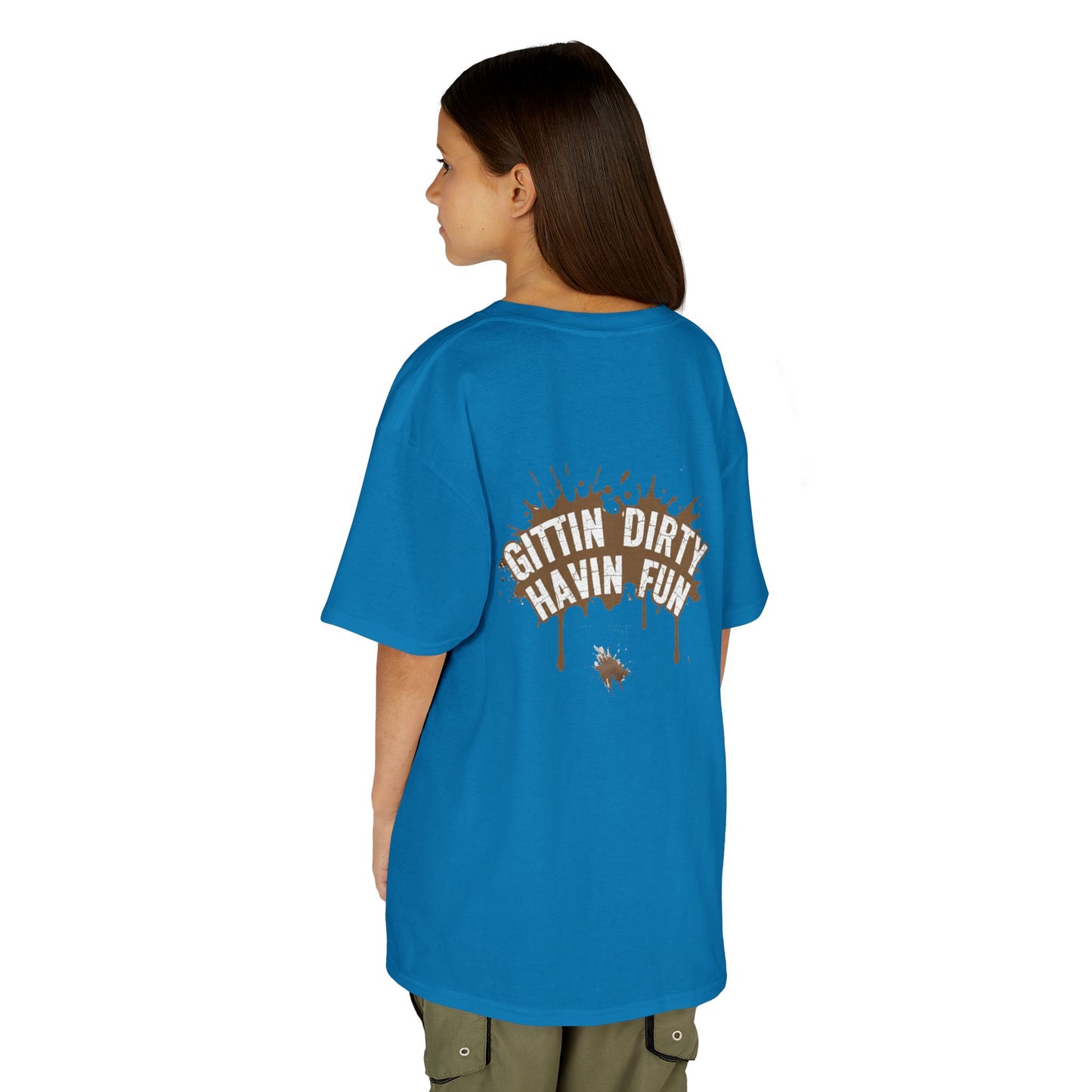Kids Tee — 'Gittin' Dirty, Havin' Fun' Mud Splash Graphic