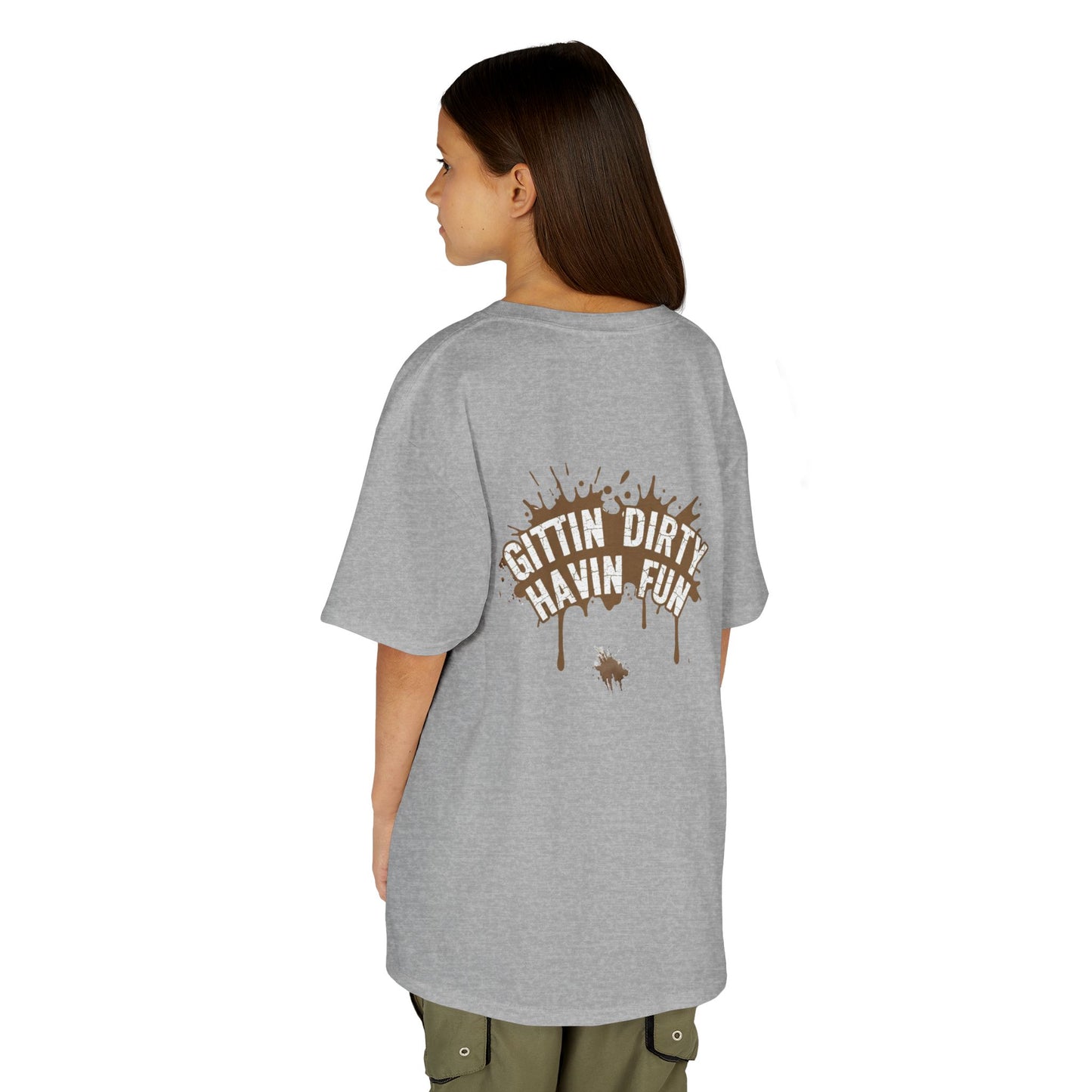 Kids Tee — 'Gittin' Dirty, Havin' Fun' Mud Splash Graphic
