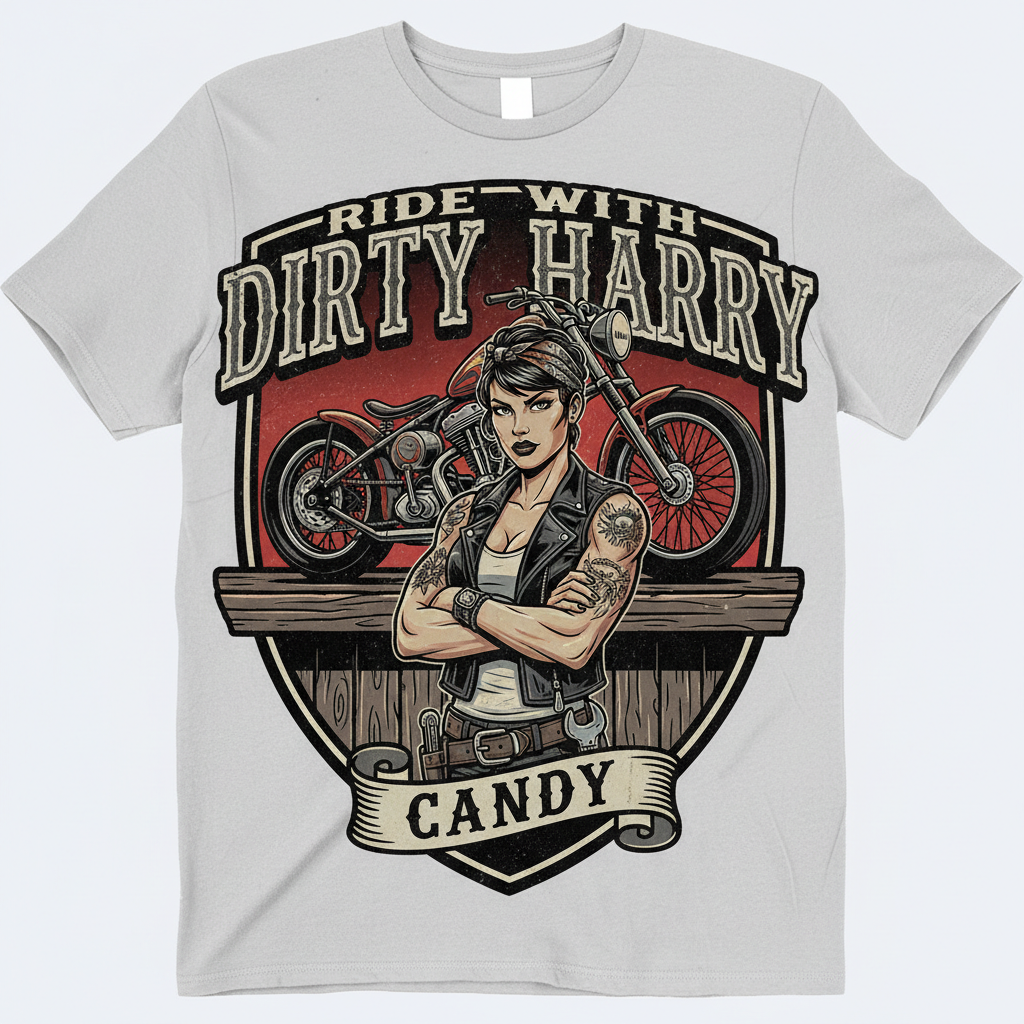Candy's Bar motorcycle t-shirt graphic design