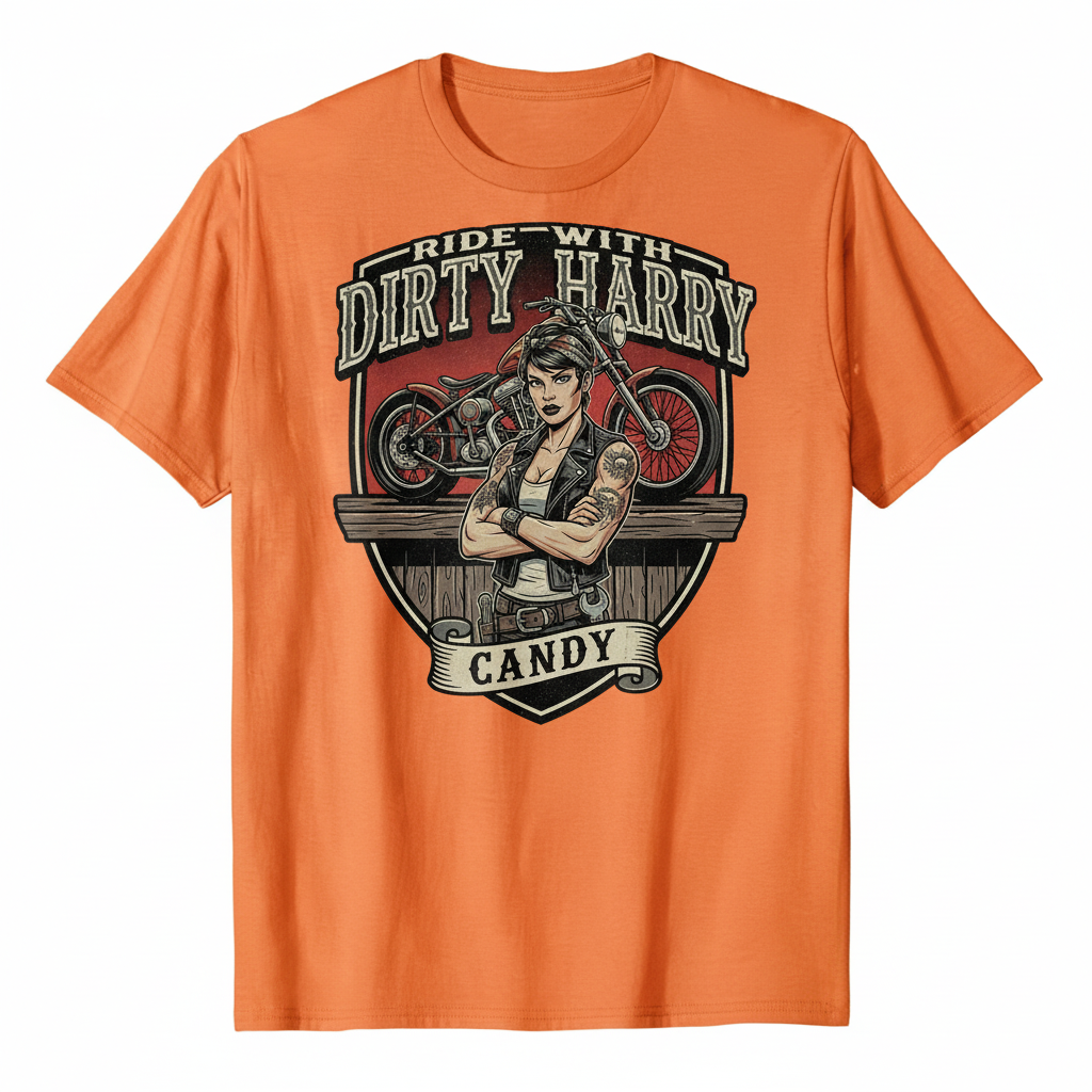 Candy's Bar motorcycle t-shirt in orange