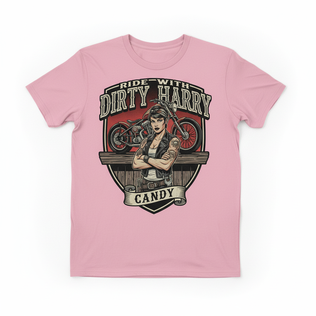 Candy's Bar motorcycle t-shirt in pink