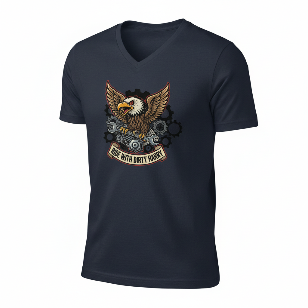 Candy's Bar v-neck t-shirt in navy blue