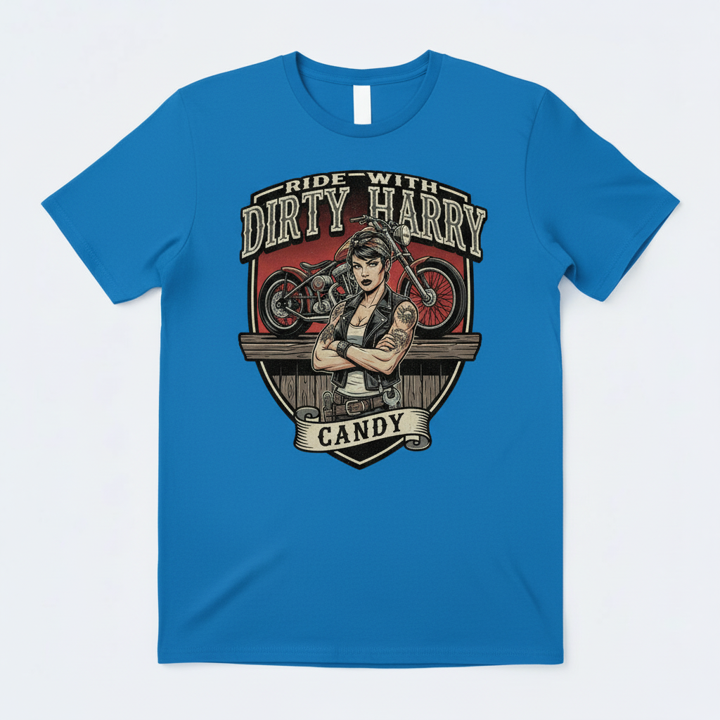 Candy's Bar motorcycle t-shirt in blue