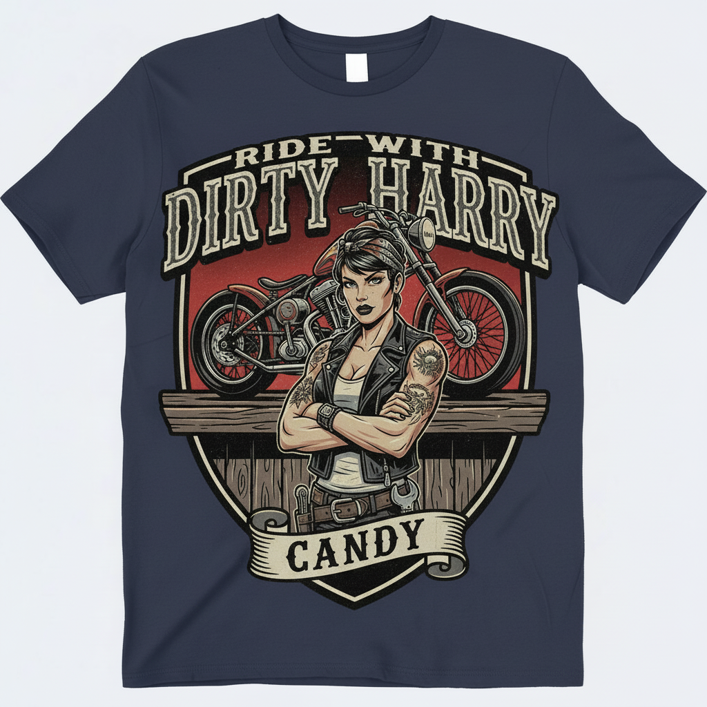 Candy's Bar motorcycle t-shirt in navy