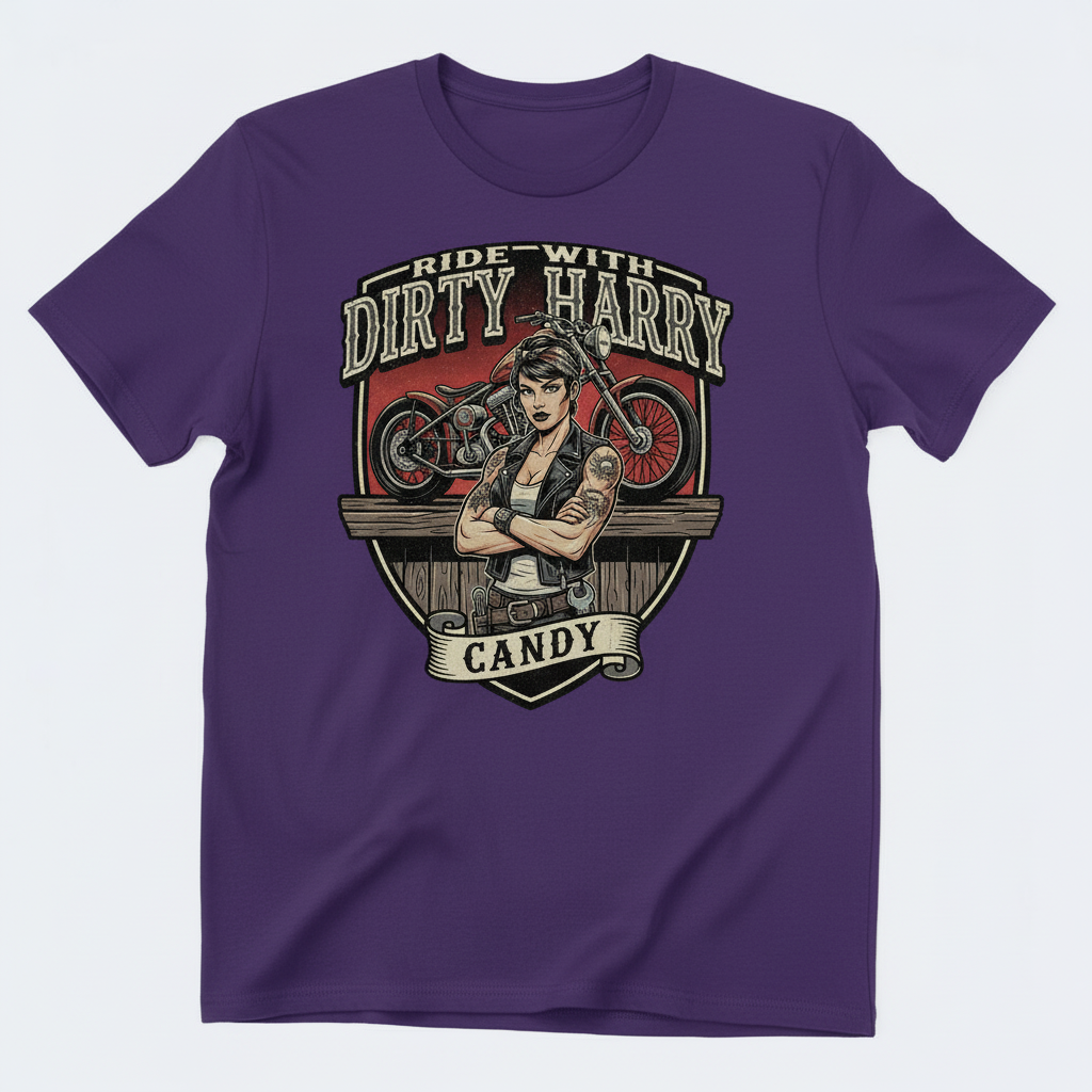 Candy's Bar motorcycle t-shirt in purple